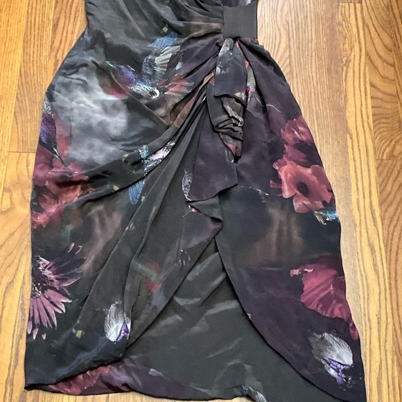 ALLSAINTS spitalfields Poisen dark bird print silk wrap dress - Picture 6 of 12